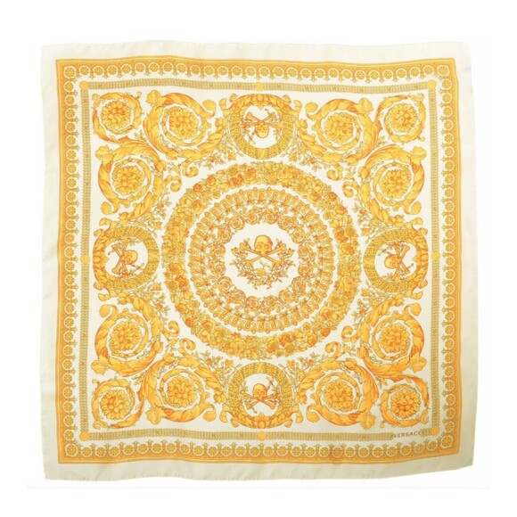Versace Barocco Ivory Gold Silk Modal Shawl Scarf Large 140cm NWT $500 #3 - Picture 1 of 11